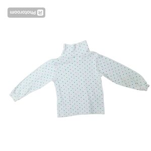 Vintage 80s Girls White Colorful Heart Print Turtleneck 4T